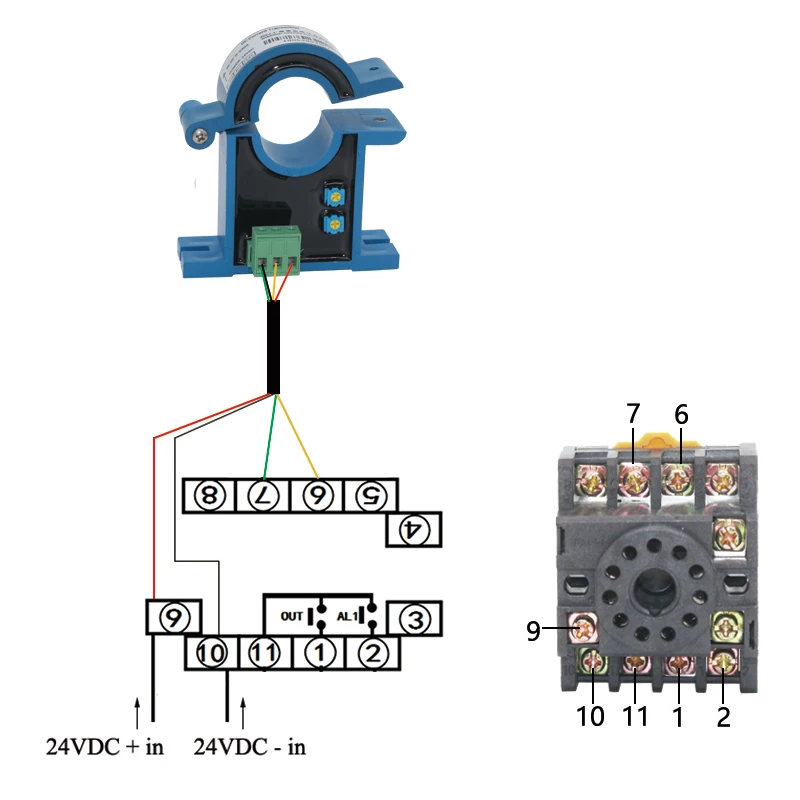 DC0-50A 100A 200A 1000A misuratore di ampere cc di tipo Din con allarme ampere alto e relè di allarme basso misuratore di corrente con sensore a