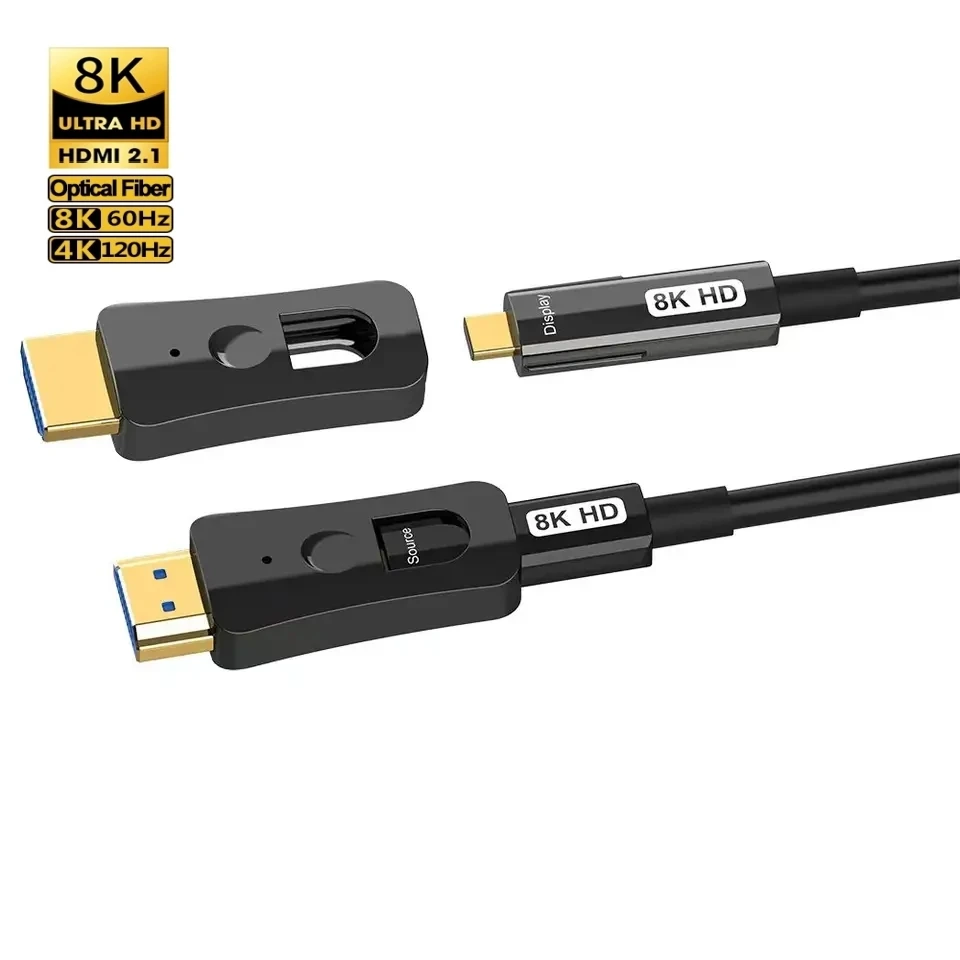Fiber Optic 8K HDMI 2.1 Cable 100m A to D type Micro Hdmi Single Head Detachable, 120Hz 48Gbps High Speed Cable for HD TV Box