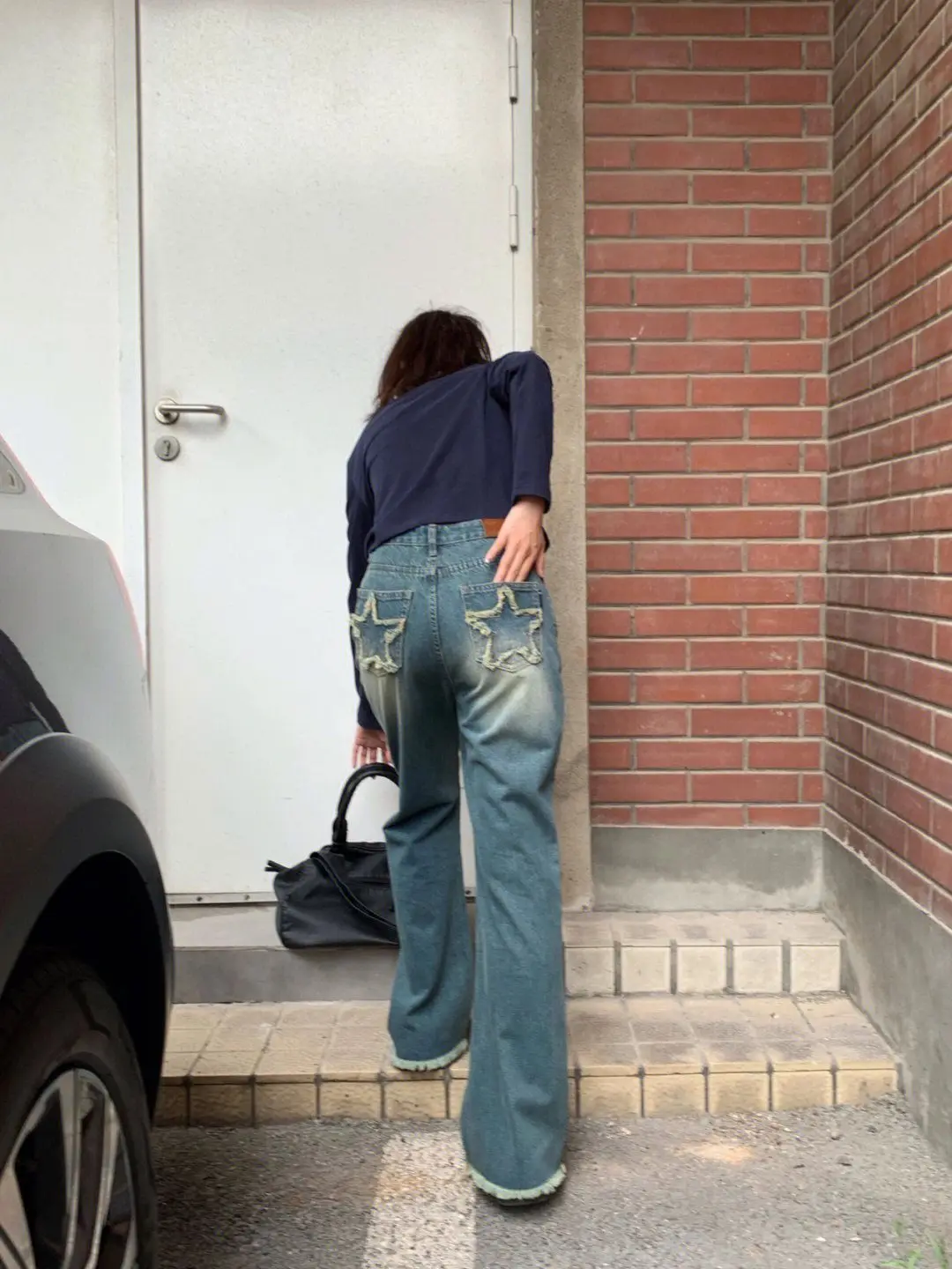 Damesblauwe Jeans Met Wijde Pijpen En Een Vintage Strakke Broek Met Hoge Taille En Wijde Streetwear Casual Ropa 2000S Jeans Y 2K-Broek