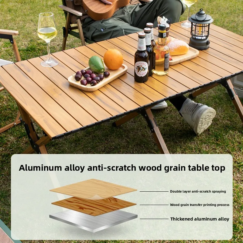 Table pliante d'extérieur en alliage d'aluminium, Table en rouleau d'œufs, Table et chaises de Camping portables, Table de pique-nique pour barbecue, ensemble complet