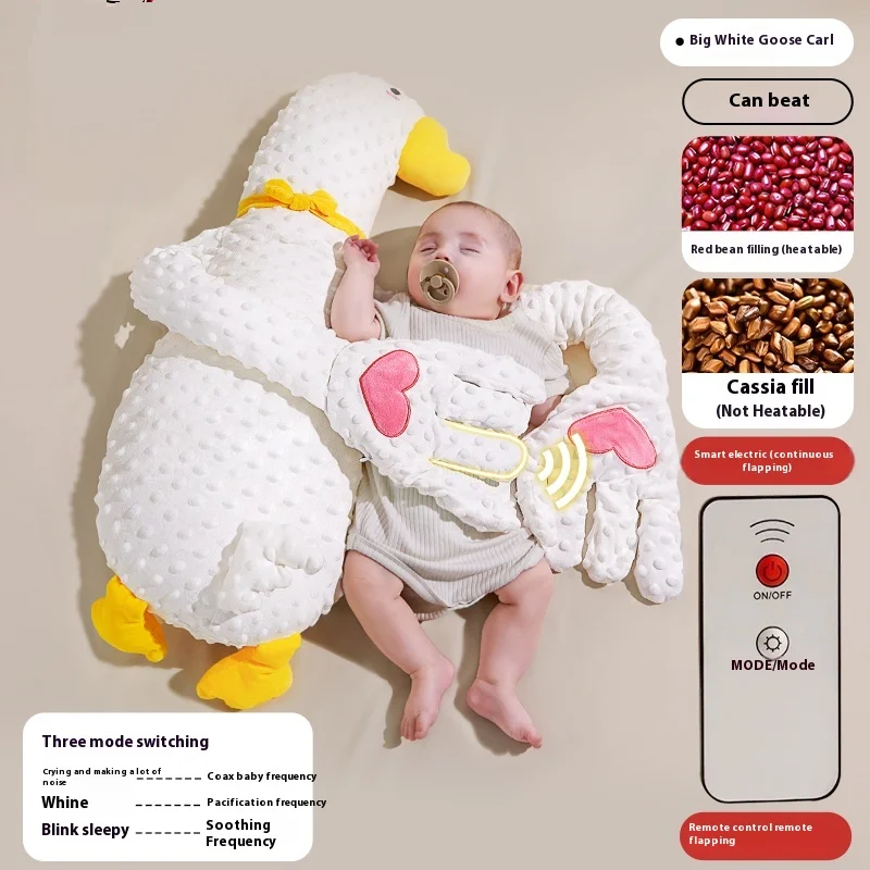 Big White Goose Baby Exhaust Pillow Soothes Baby, Beats and Soothes Her Palm, Baby Sleeps On Her Own