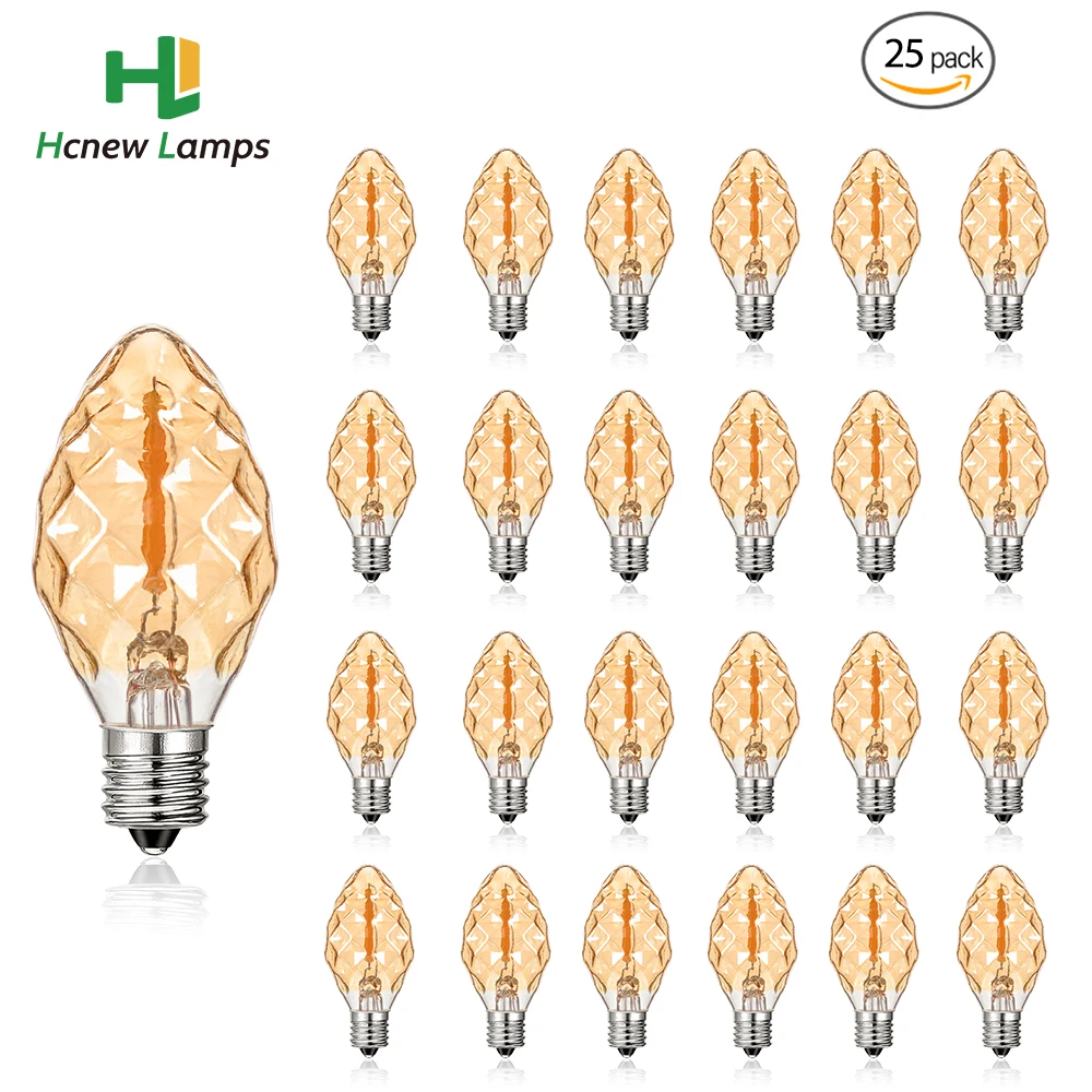 

25PCS C7 Led Replacement Decorative Light Bulbs E14 E12 0.5W Candelabra Bulb for Indoor Outdoor String Lights Wedding Decoration