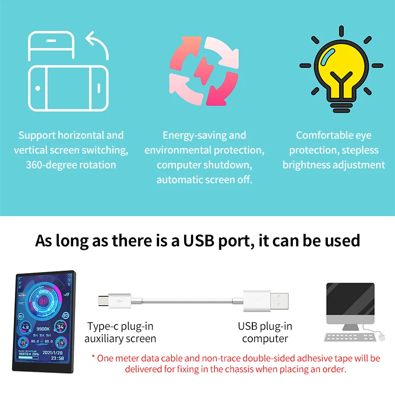 Imagem -03 - Dixsg tipo c Display Secundário Ips Smart Screen Computador pc Cpu Gpu Ram Hdd Monitor Usb sem Aida64 para Windows 35