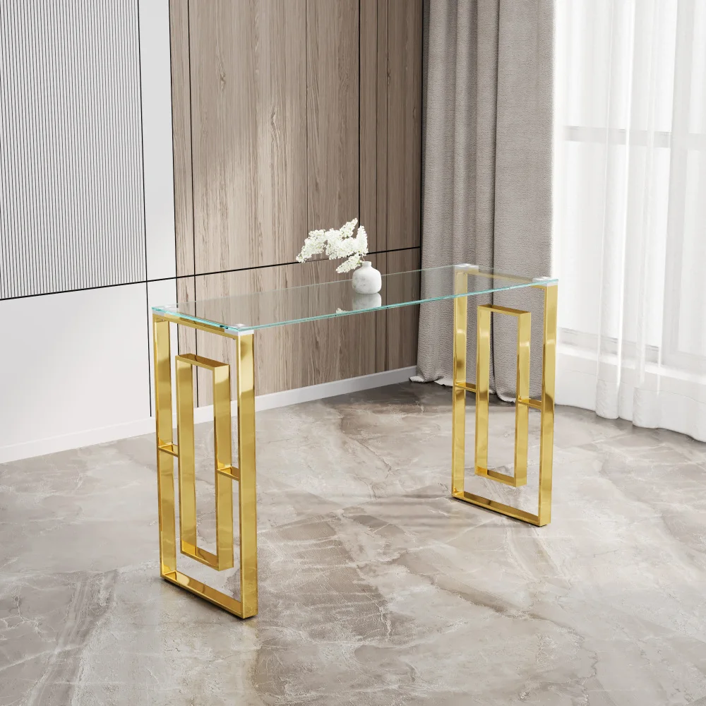 

Console Table Stainless Steel Glass,Meal side table Golden Clear bs-02