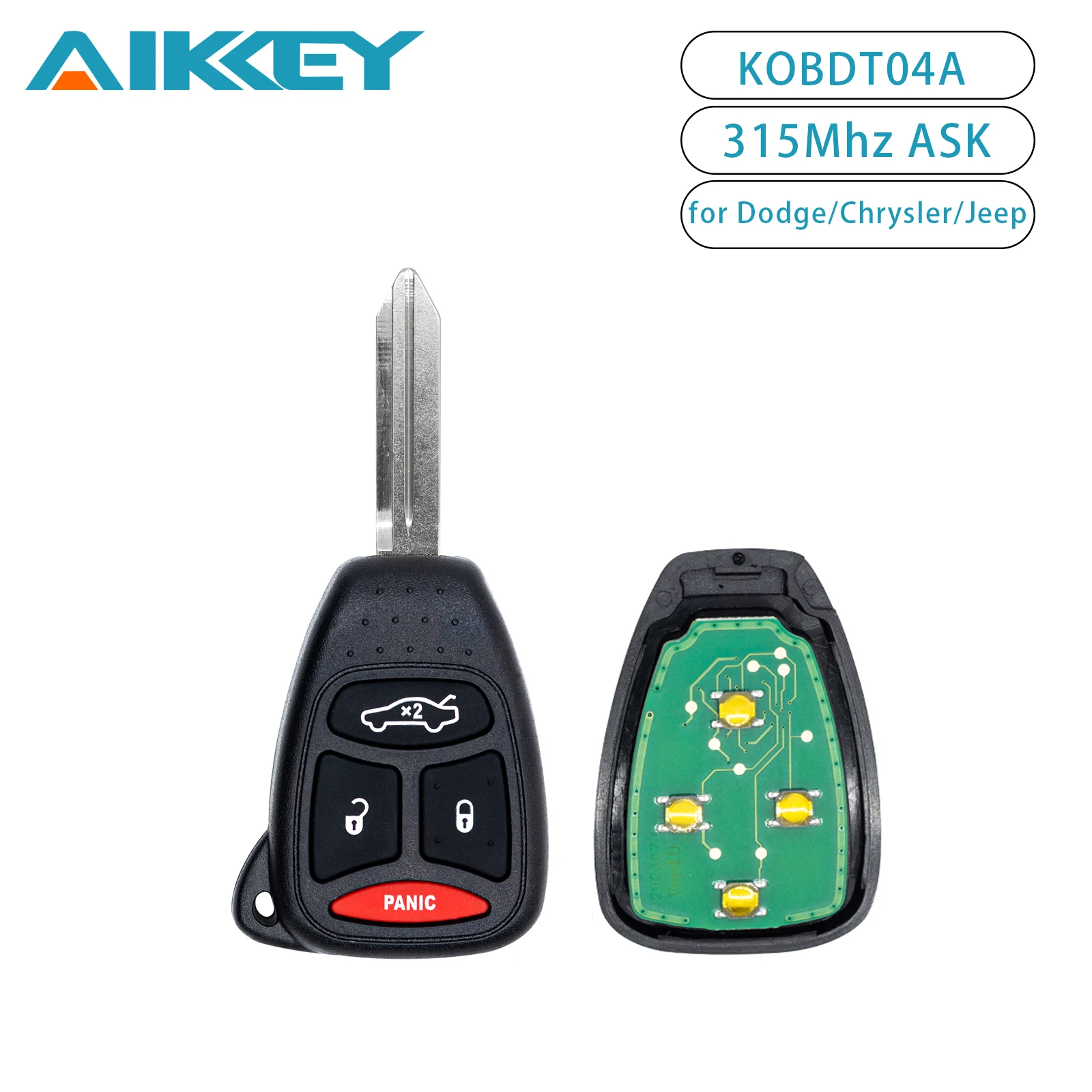 

KOBDT04A 315MHZ 46/CHIP Remote Key Car Key Fob Case for Dodge Chrysler Charger Durango Magnum Jeep Grand Cherokee 2005-2007