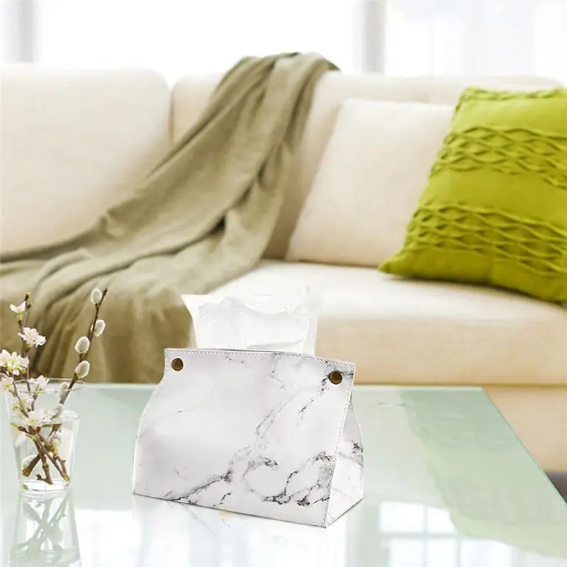 GTBL PVC Leather Marble Pattern Tissue Case Box, Container, Napkin Holder, Paper Bag, Cosmetic Box, Pouch Organizer, C Durable