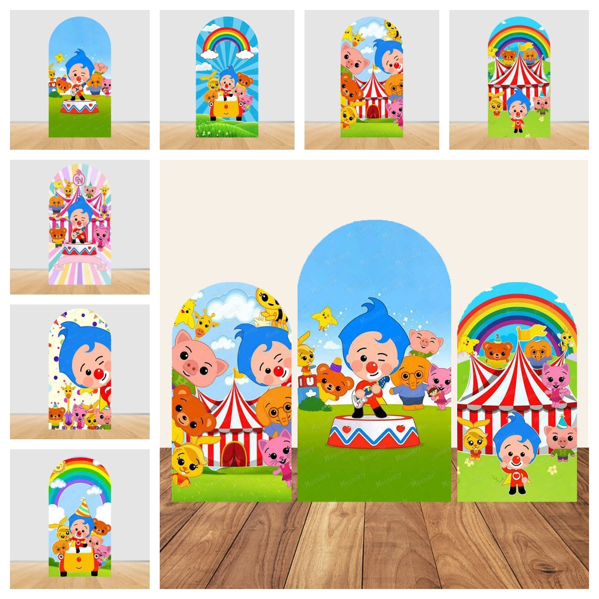 Fondo de Arco de Circo Arcoíris de Dibujos Animados, Tela Elástica, Decoración para Fiestas de Cumpleaños Infantiles, Baby Shower, Accesorios