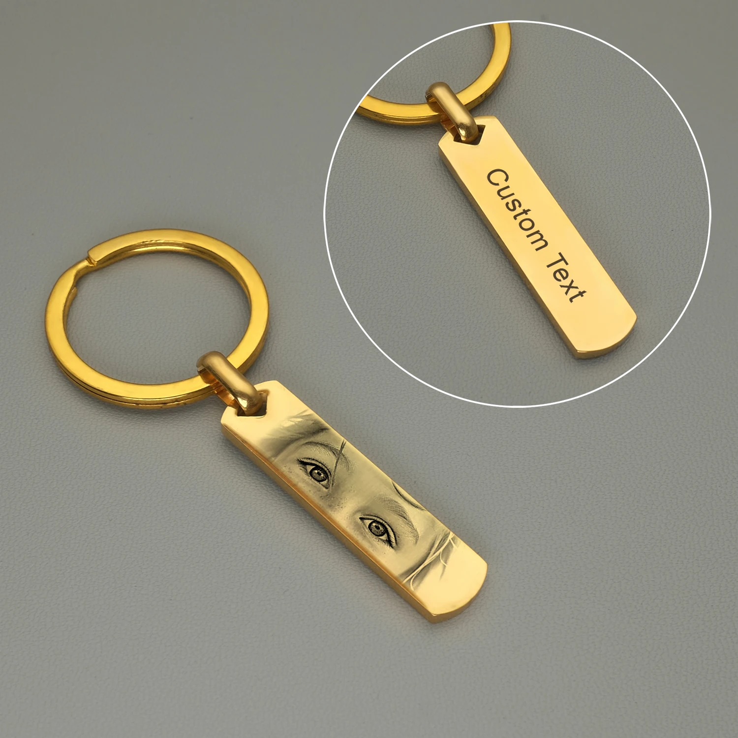 تخصيص عيون صور مفتاح سلسلة عيون محفورة صور زوجين مفتاح سلسلة مجوهرات هدايا للحبيب #5