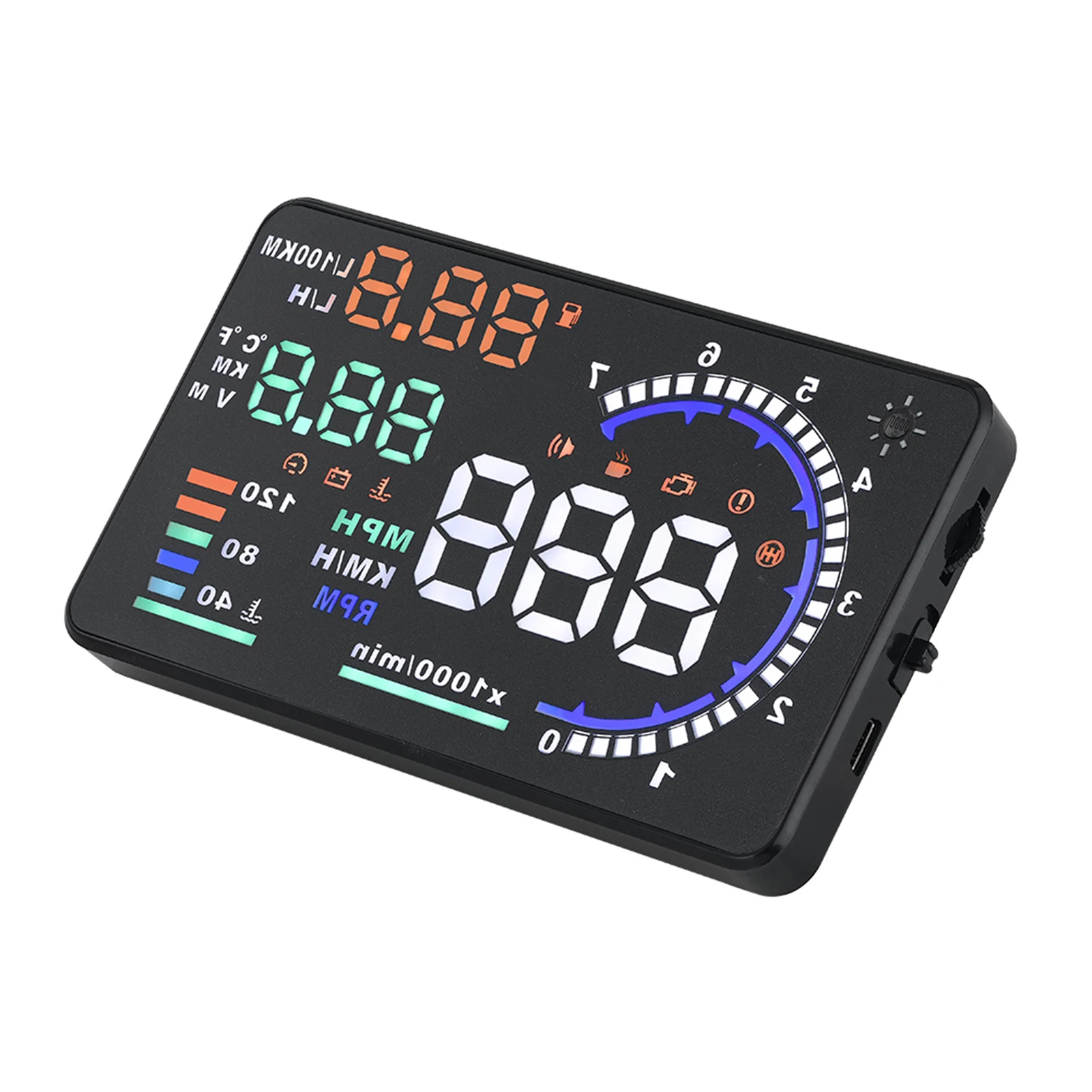 5.5\'\' OBD II Car HUD Display Auto Windshied Reflective Screen Speed Display Car Warning System Speed Warning Speedometer HUD