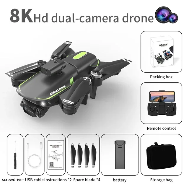 F166 8K HD Dual Camera Four-Sided Obstacle Avoidance 8K Professional Drone Remote Control Dron Folding Quadcopter Toy Gif