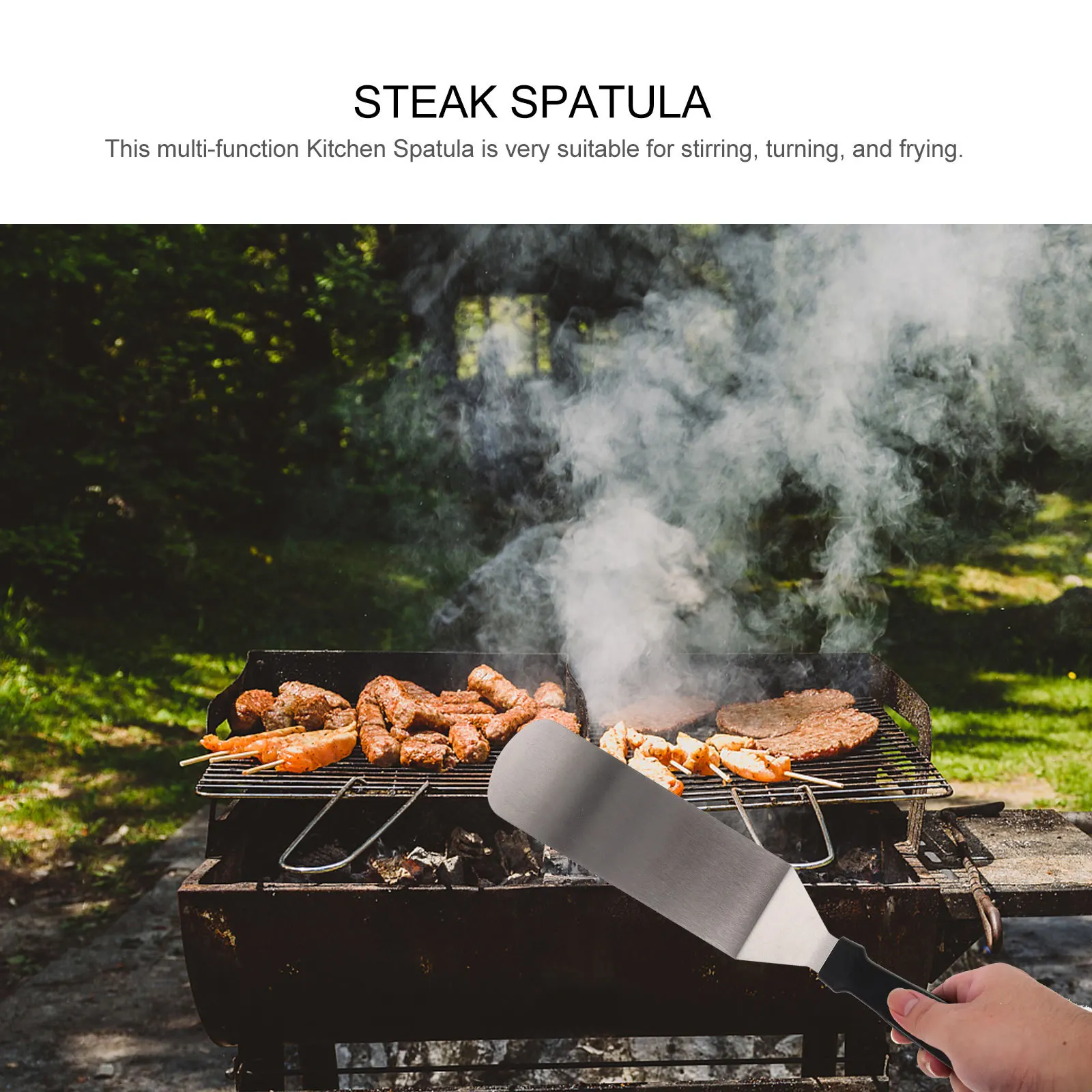 

2Pcs Stainless Steel Bbq Spatula Professional Cooking Spatula for Grilling Barbecue Camping Non-Stick Heat-Resistant Kitchen