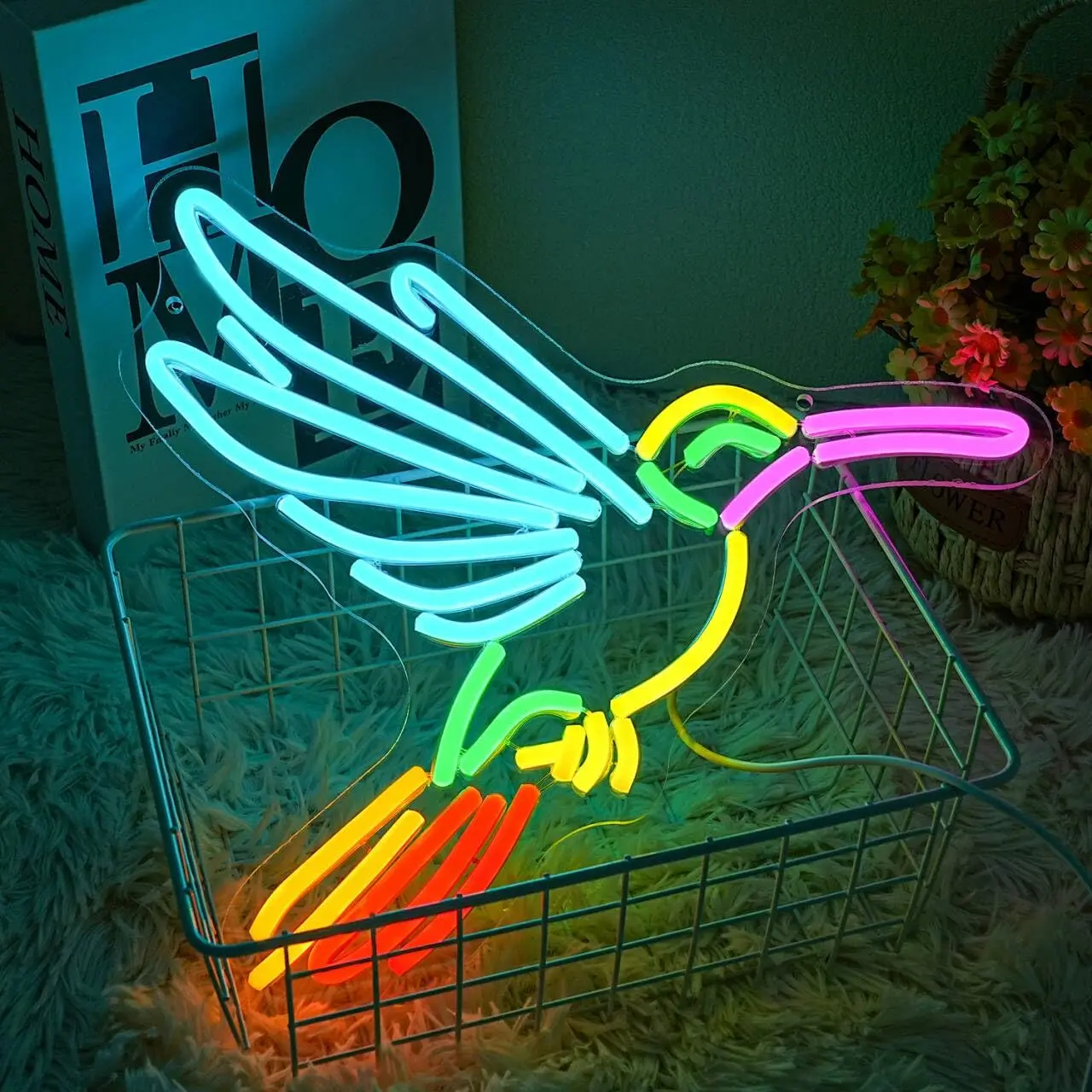 Hummingbird Neon Light Wall Art Decor USB Powered Dimmable LED Neon Sign for Bedroom Cafe Decor Unique Gift for Nature Lovers