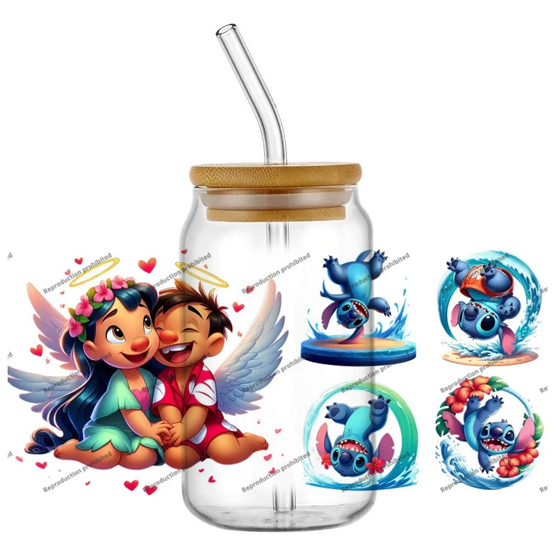 Funko cartoon Love Decals Couple easy peel waterproof DIY 3D transfers stickers 16oz uv dtf cup wraps for Libbey Glasses
