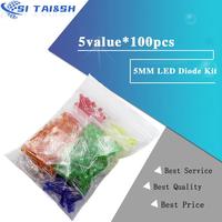 500Pcs/lot 5MM LED Diode Kit Mixed Color Red Green Yellow Blue White  5value*100pcs