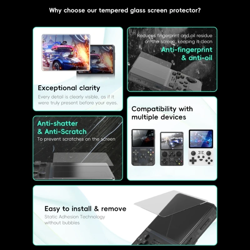 Screen Protector AntiScratch Tempered Glass Film Shield Game Consoles Accessories for R36S/R35S/RGB20S P9JD