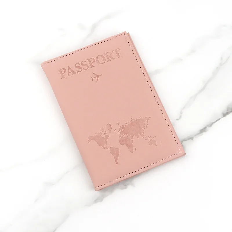 Lover The World Map Passport Cover Hot Stamping Simple Plane Women Men Travel Passport Case Holder Fashion Wedding Gift