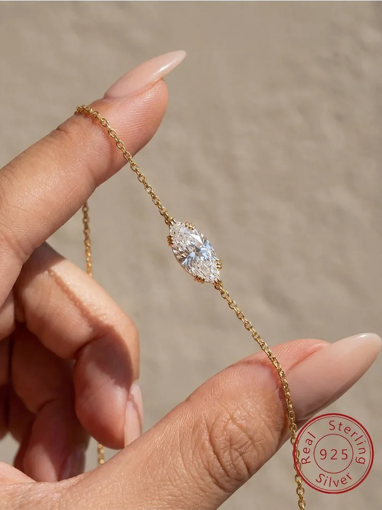 

925 Sterling Silver Fashion Elegant Shiny Marquise Zircon Necklace For Women Anniversary Weeding High Quality Fine Jewelry