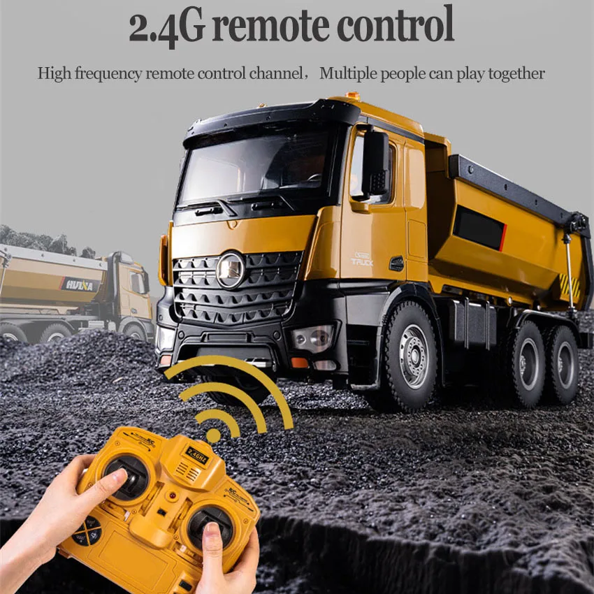 

1:14 RC Dump Truck Engineering Alloy Vehicle 2.4G 10 Channel Remote Control Led Light Tipper Truck Tractor Toy For Kid Gift