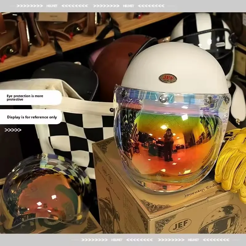 Hot 3-snap Open Face Helmet Visor Vintage Motorcycle Helmet Bubble Shield Visor Lens Jet Bubble Shield Visor UV Protection