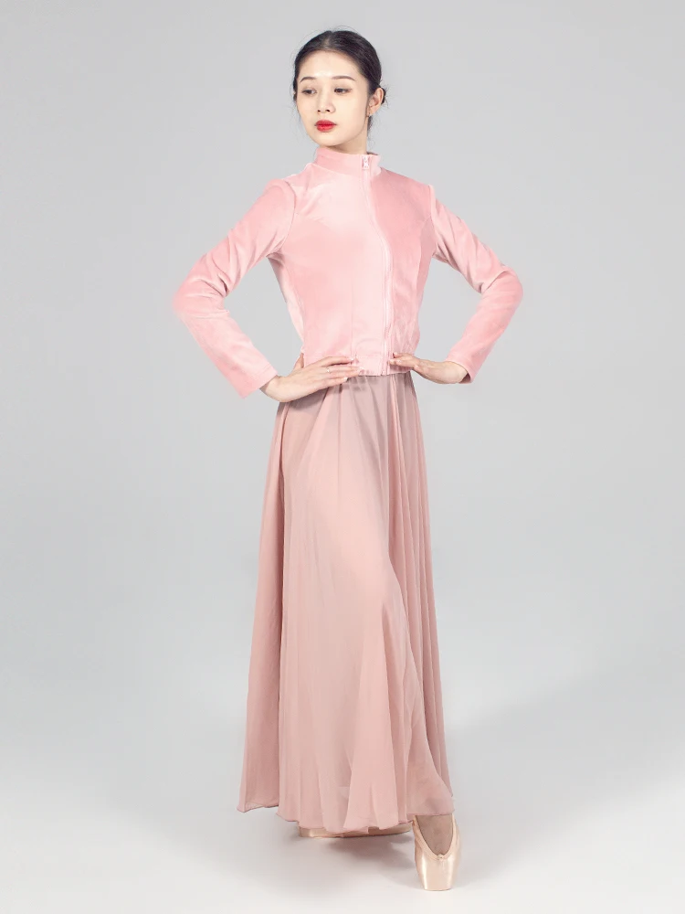 Nieuwe volwassen danspraktijkkleding lange mouwen top herfst en winter balletkleding opstaande kraag dansjas verdikt