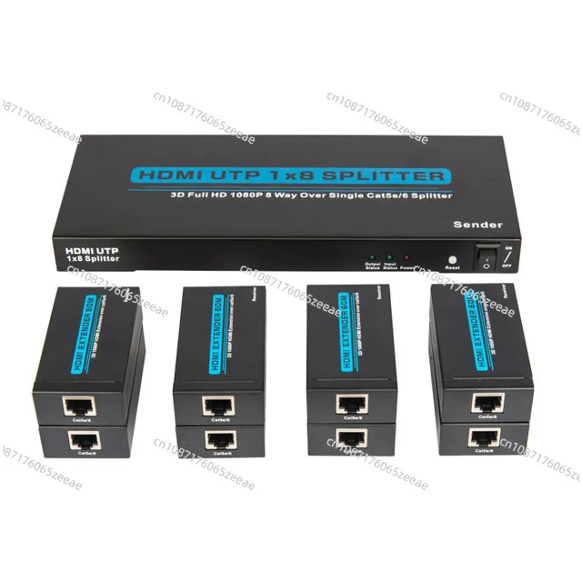 Splitter Extender 1X8 Port Over Cat5e/Cat6 Ethernet Cable 7