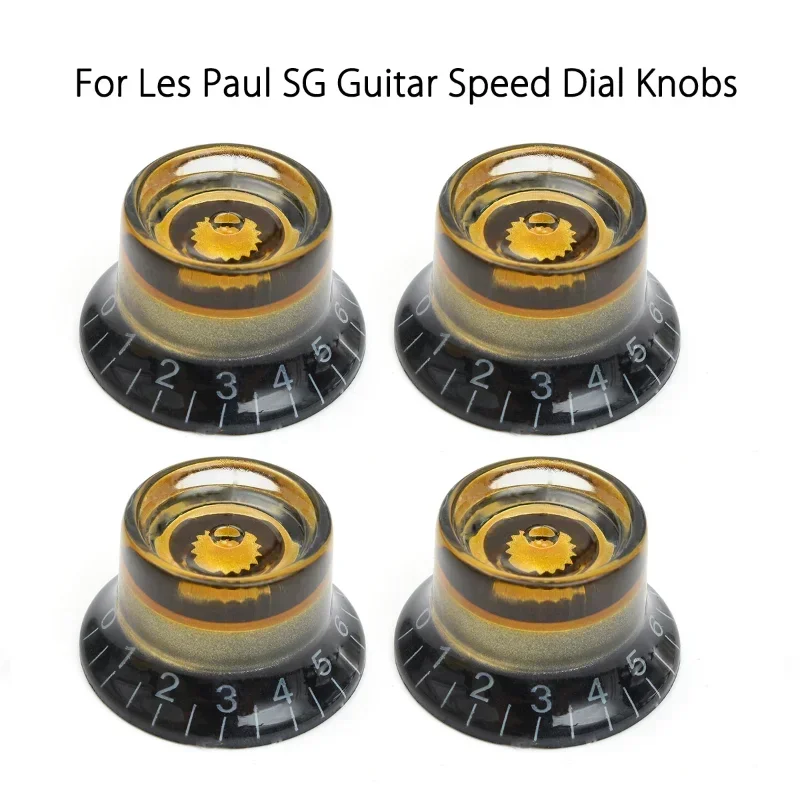 4pcs Black Gold   Guitar Speed Control Knobs Volume Tone Knob For  Guitar Accessories 4 LP Electric Guitar Knob Caps