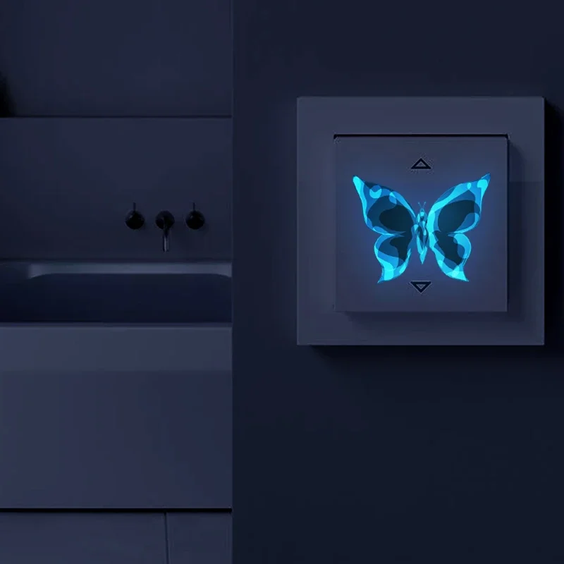 30pcs Glow in The Dark Stickers DIY Blue Luminous Butterfly Switchgear Wall Stickers Bedroom Living Room Wall Decoration