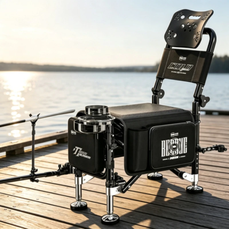

Fishing Chair with Anti-Wobble Locking Legs, Reinforced Foldable Seat, Heavy Duty Stable Camping Stool for Outdoor