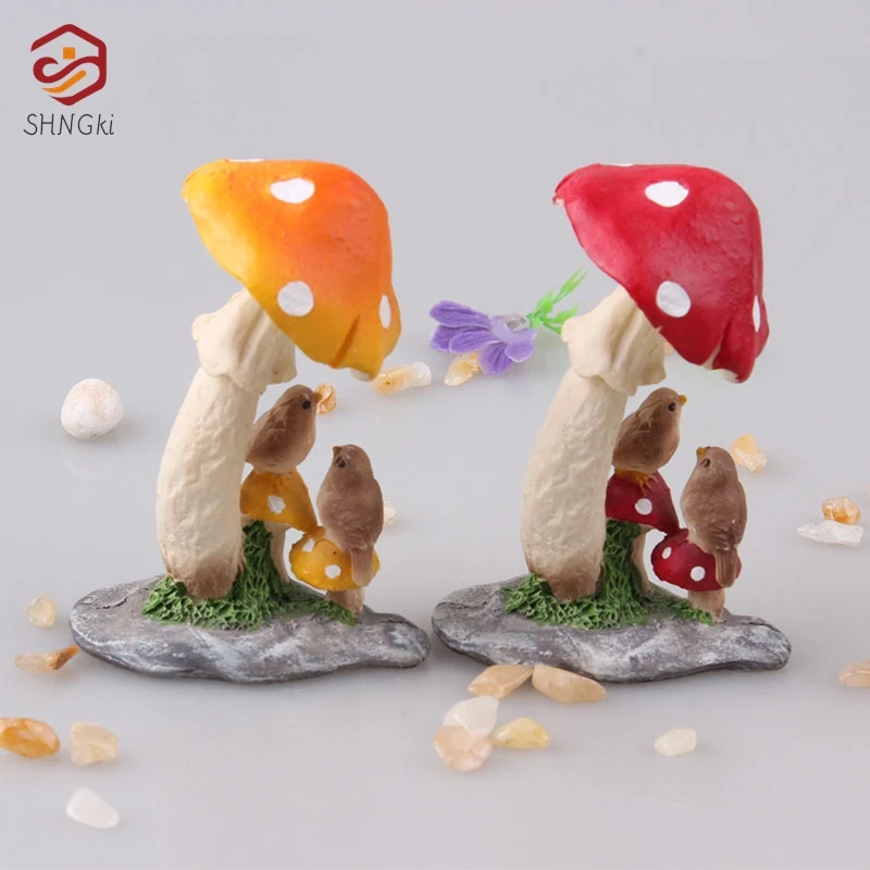 Simulation Mushroom Miniatures Fairy Garden Moss Terrarium Resin Crafts Decorations Garden Artificial Bonsai Landscape Ornament