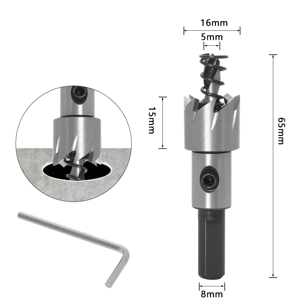 Imagem -03 - Carboneto Ponta Hss Broca Saw Grupo Metal Madeira Perfuração Buraco Corte Ferramenta para Instalar Fechaduras 16 18.5 20 25 30 mm Pcs