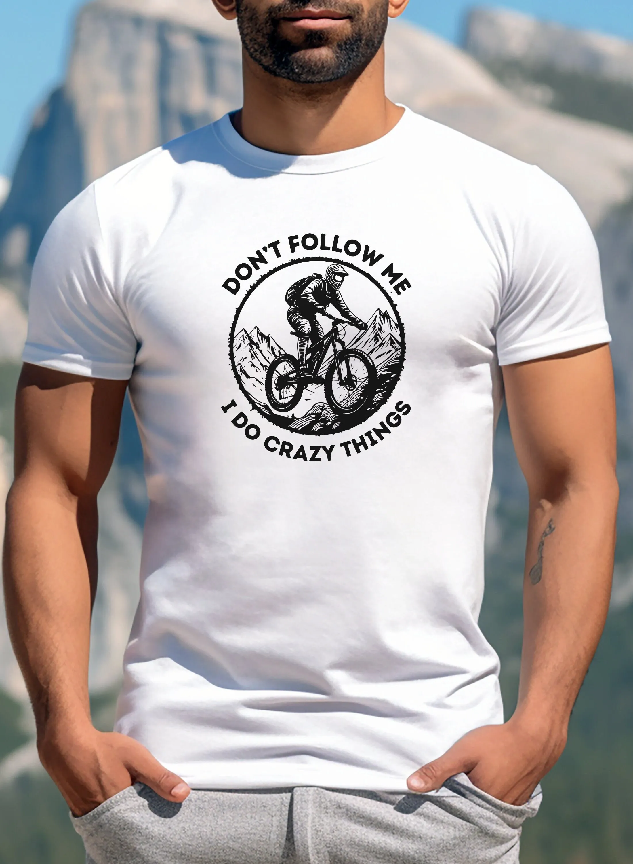 Don'T Follow Me I Do Crazy Things Vintage Retro Mountain Biking T Shirt