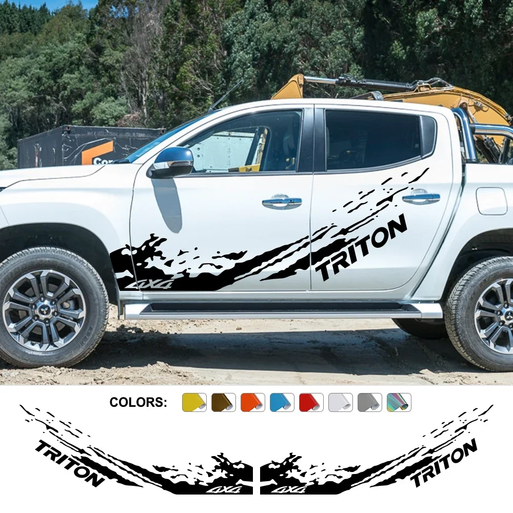 

Наклейки с всплеском пикапа для Mitsubishi Triton L200, графика грузовика 4X4, гранж, декоративная наклейка для автомобиля, виниловая крышка багажника, автоаксессуары