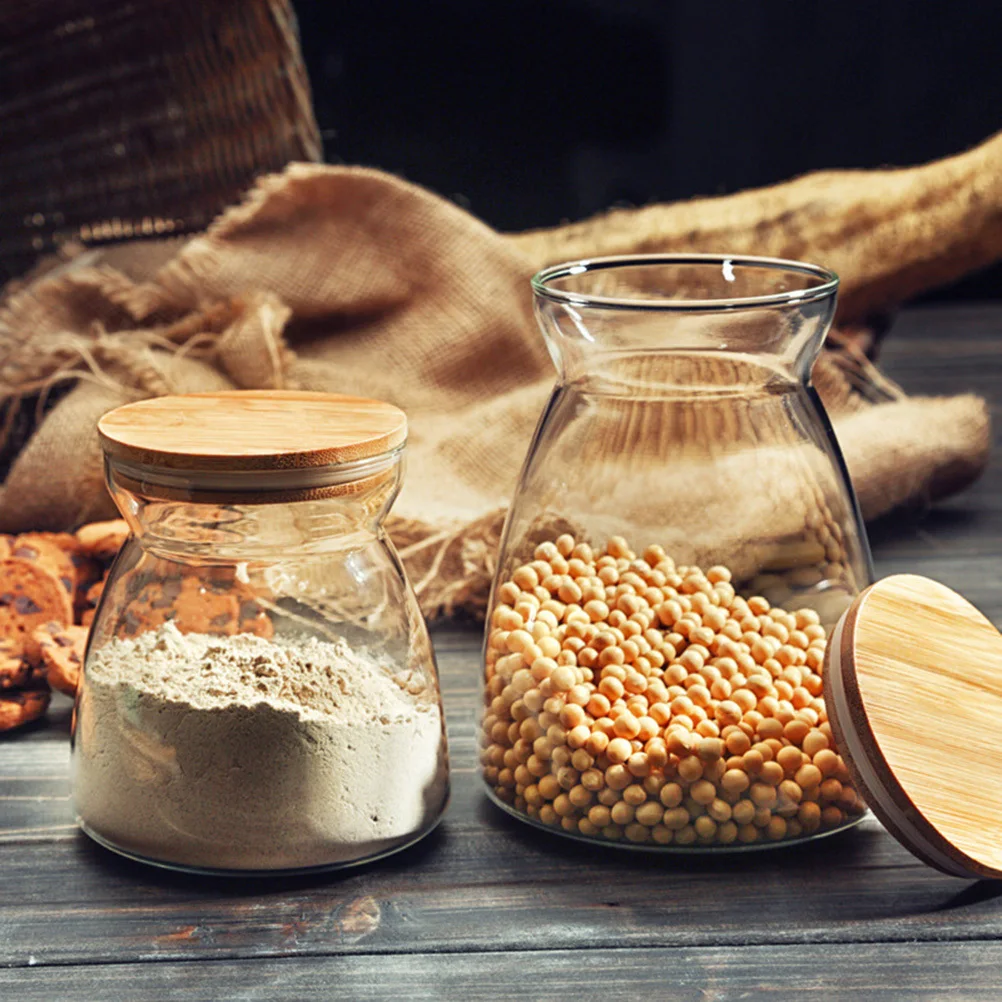 700 مللي الغذاء مختومة تخزين جرة محكم حاوية زجاجية غطاء من الخيزران للشاي حبوب البن السكر الملح الرطوبة برهان المطبخ مخزن