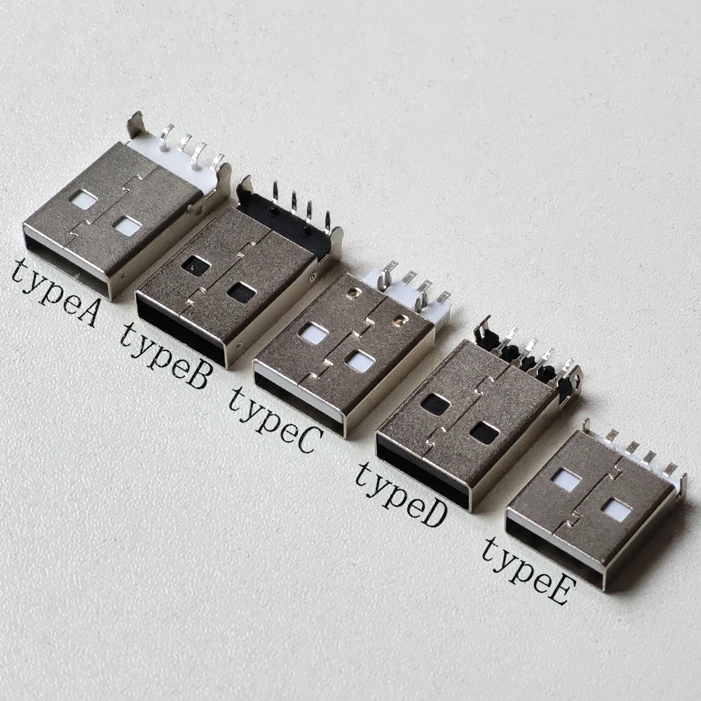 10pcs/lot Kinds of  USB 2.0 Jack A Type Male Plug Connector USB jack AM 4pin Sink 2.5 SMT Sink 1.2 DIP Cable Soldering