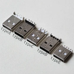 10pcs/lot Kinds of  USB 2.0 Jack A Type Male Plug Connector USB jack AM 4pin Sink 2.5 SMT Sink 1.2 DIP Cable Soldering