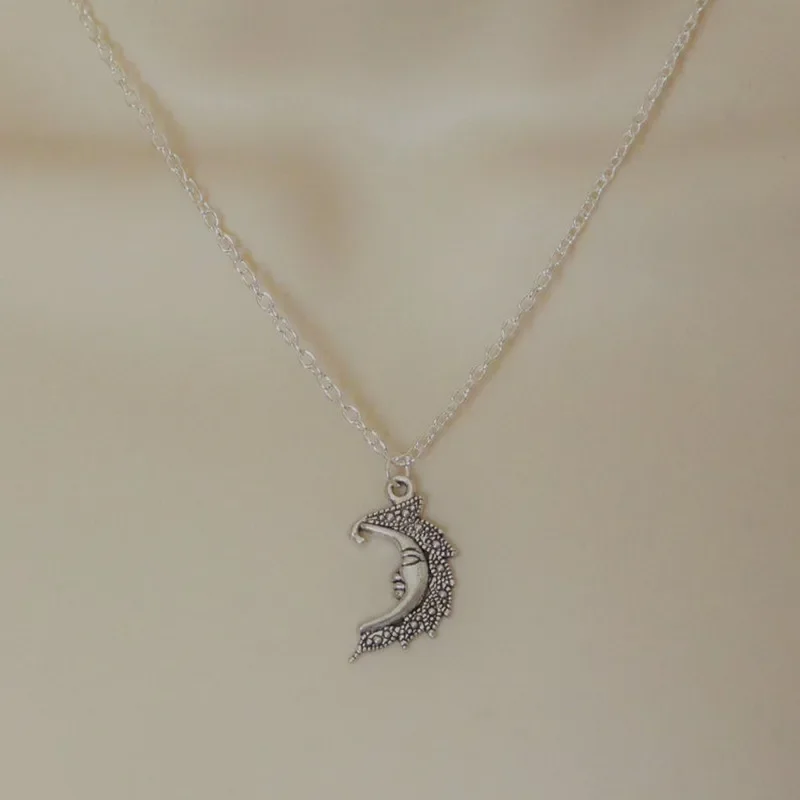 New Silver Color Sun And Moon Necklaces Chain Pair Of Celestial Best Friends Gift For Friend Long Necklaces Pendants Men Women