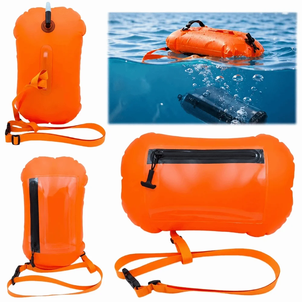 Portable Waterproof Swim Buoy Safety Float Design Buoyancy Float Safety Float Touchscreen Phone Storage Dry Bag For Swimmers