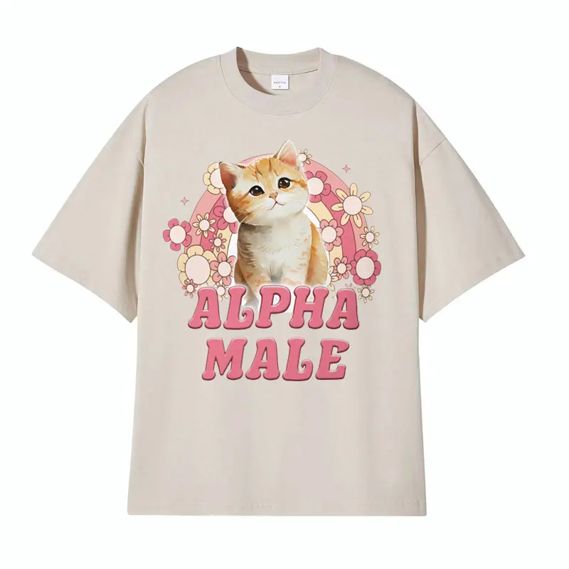 Alpha Male Cute Kitten Rainbow T Shirt Men Women Funny Cat Meme Graphic T Shirts Fashion Vintage Short Sleeve T-shirt Streetwear