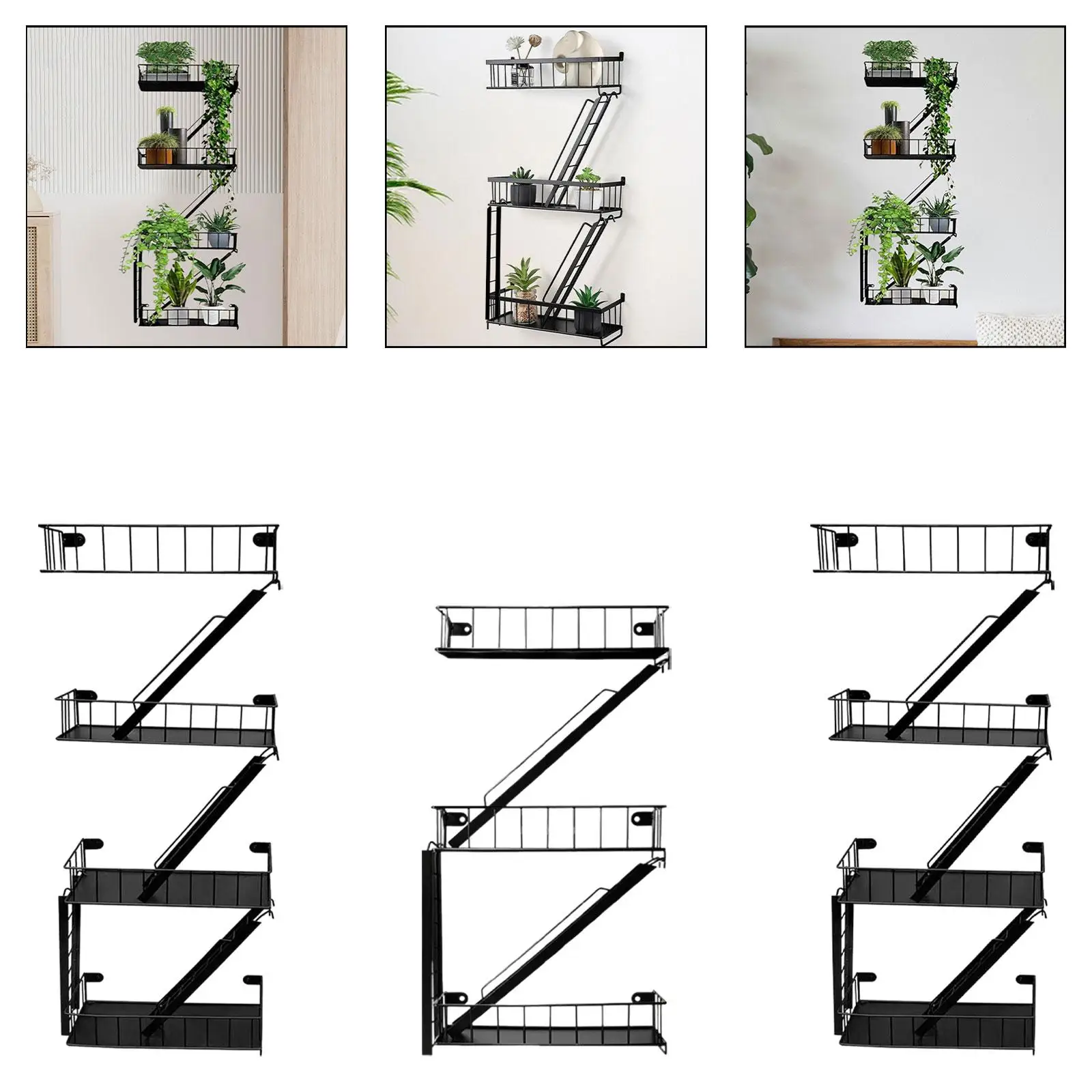 Iron Art Creative Floating Shelf Wall Mount Decorative Rack Organizer for Entryway Corridor Indoor Use