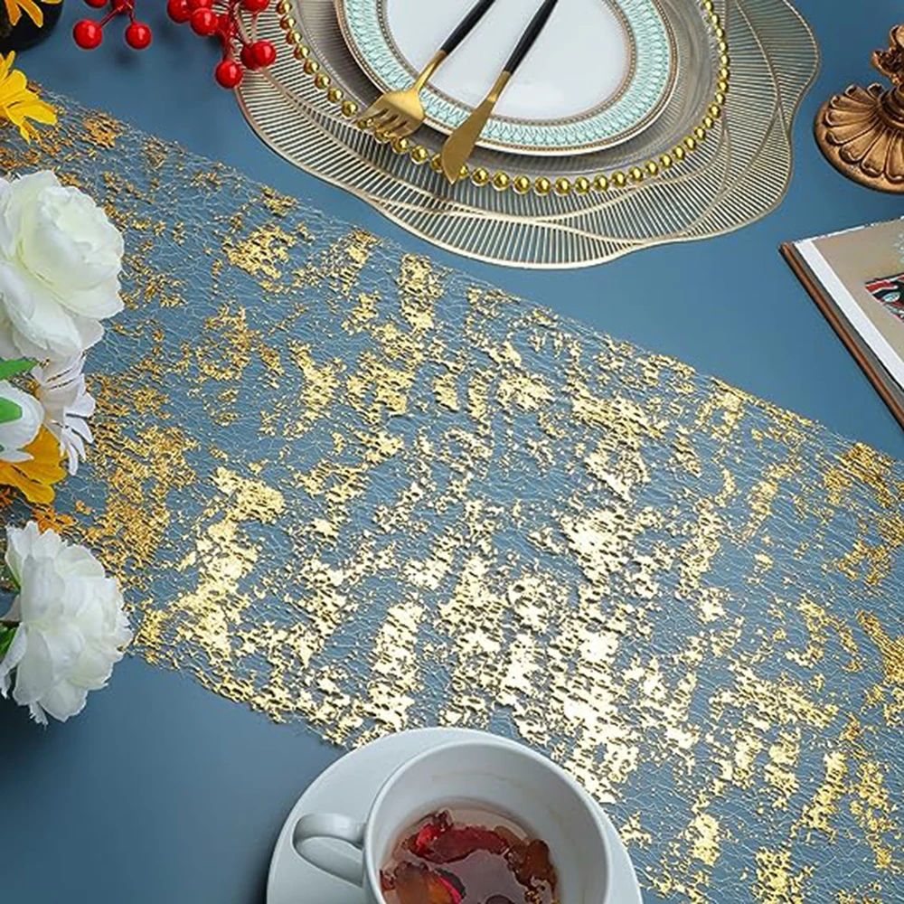 Sparkle Metallic Gold Table Runner Rose Gold Silver Thin Sequin Glitter Metal Foil Wedding Birthday Party Christmas Decoration