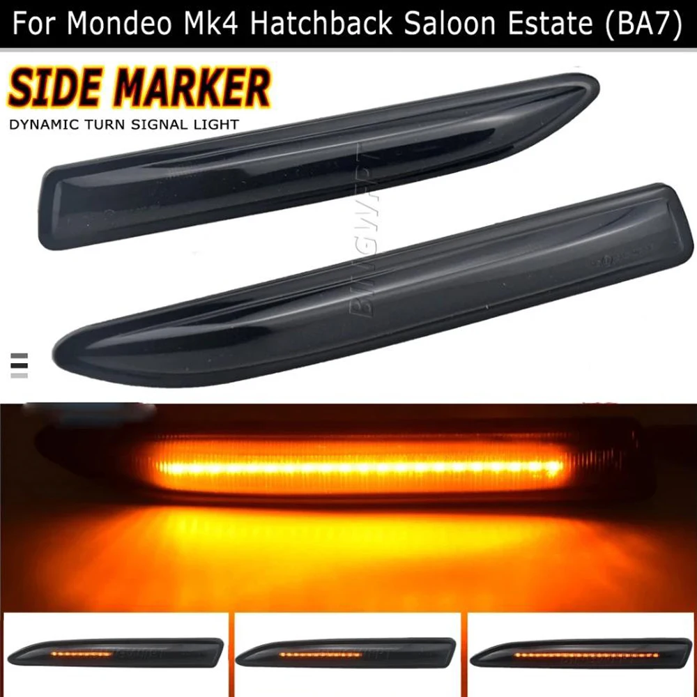 2 X LED Dynamic Side Marker Turn Signal Sequential Blinker Lamps For Ford Mondeo Mk4 Hatchback Saloon Estate (BA7) 2007-2015