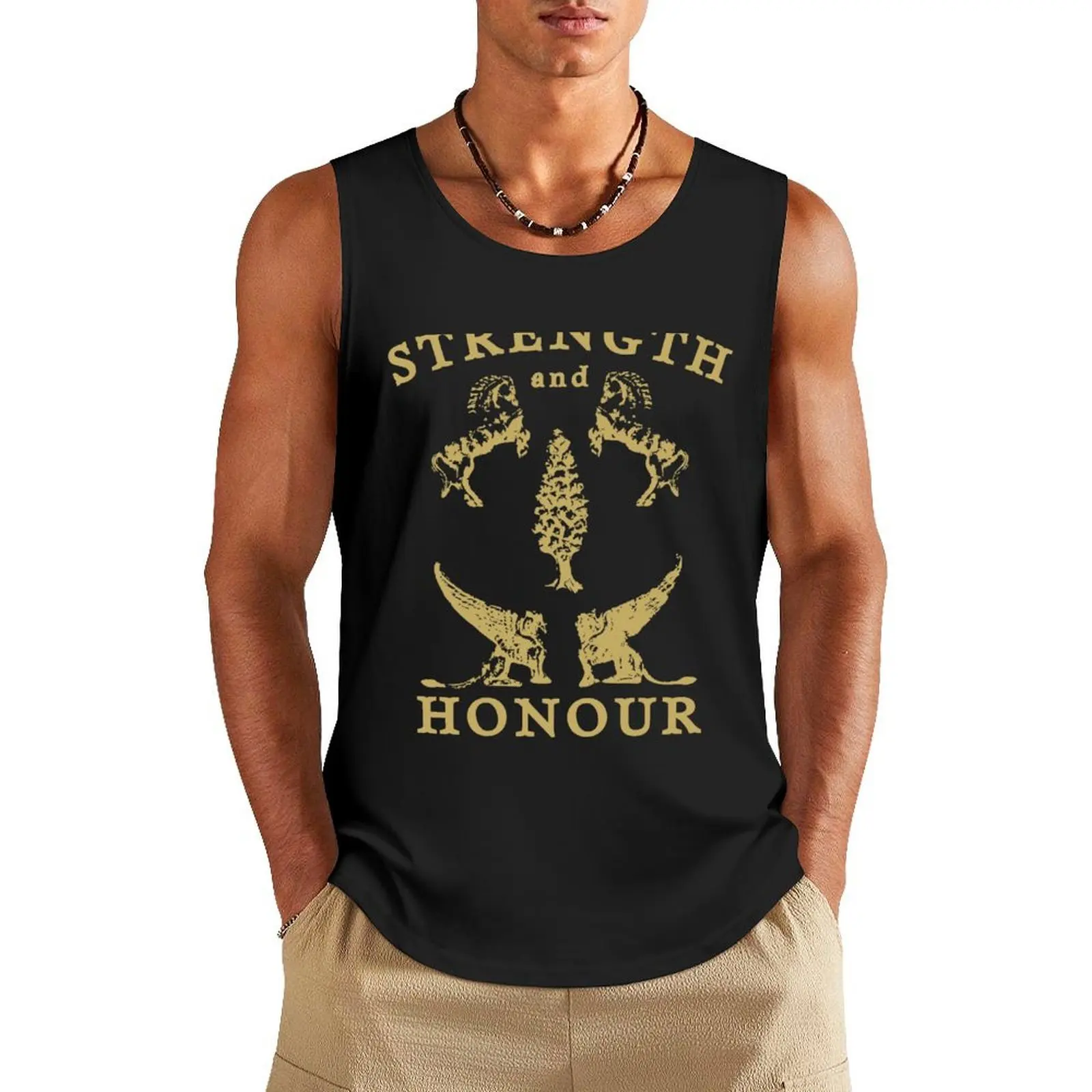 

Strength and Honour Crest, Gold Tank Top t-shirts for men T-shirt men Men's summer t-shirt Fitness men clothing