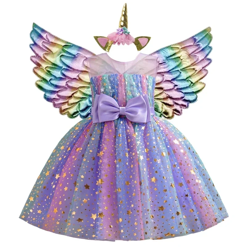 Girls Unicorn Dress Kids Party Birthday Princess Dress Halloween Costume Sleeveless Wedding Christmas Costume Kids Clothes