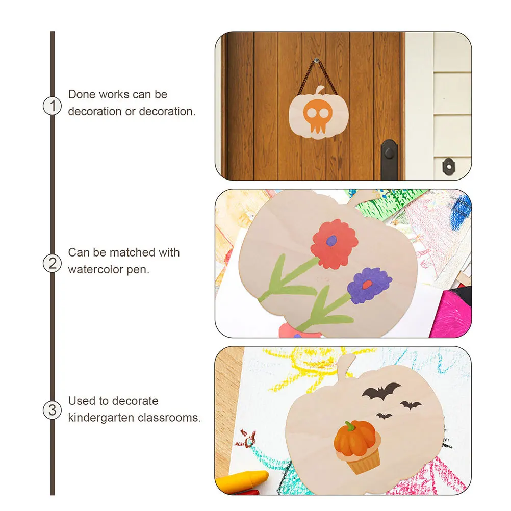 

4Pcs Unfinished Pumpkin Wooden Slices DIY Wood Craft Hanging Pendants for Children Imagination Unfinished Pumpkin Cutout