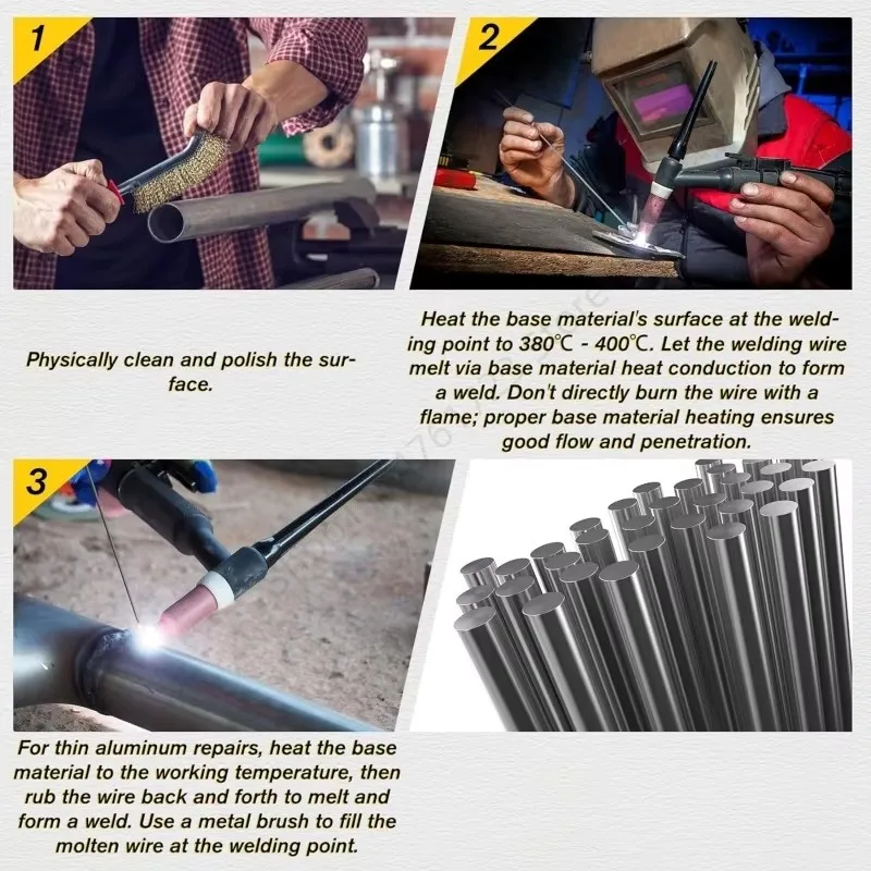 5/10Pcs Low Temperature Easy Melt Welding Rods Aluminum Universal Silver Cored Wire Rod Solder No Need Solder Powder Weld Bar
