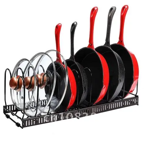 Multipurpose Pot Pan Rack Extendable Pot Lid Holders Steamer Pans Glasses Holder Flexible Plate Organizer Kitchen Storage Rack