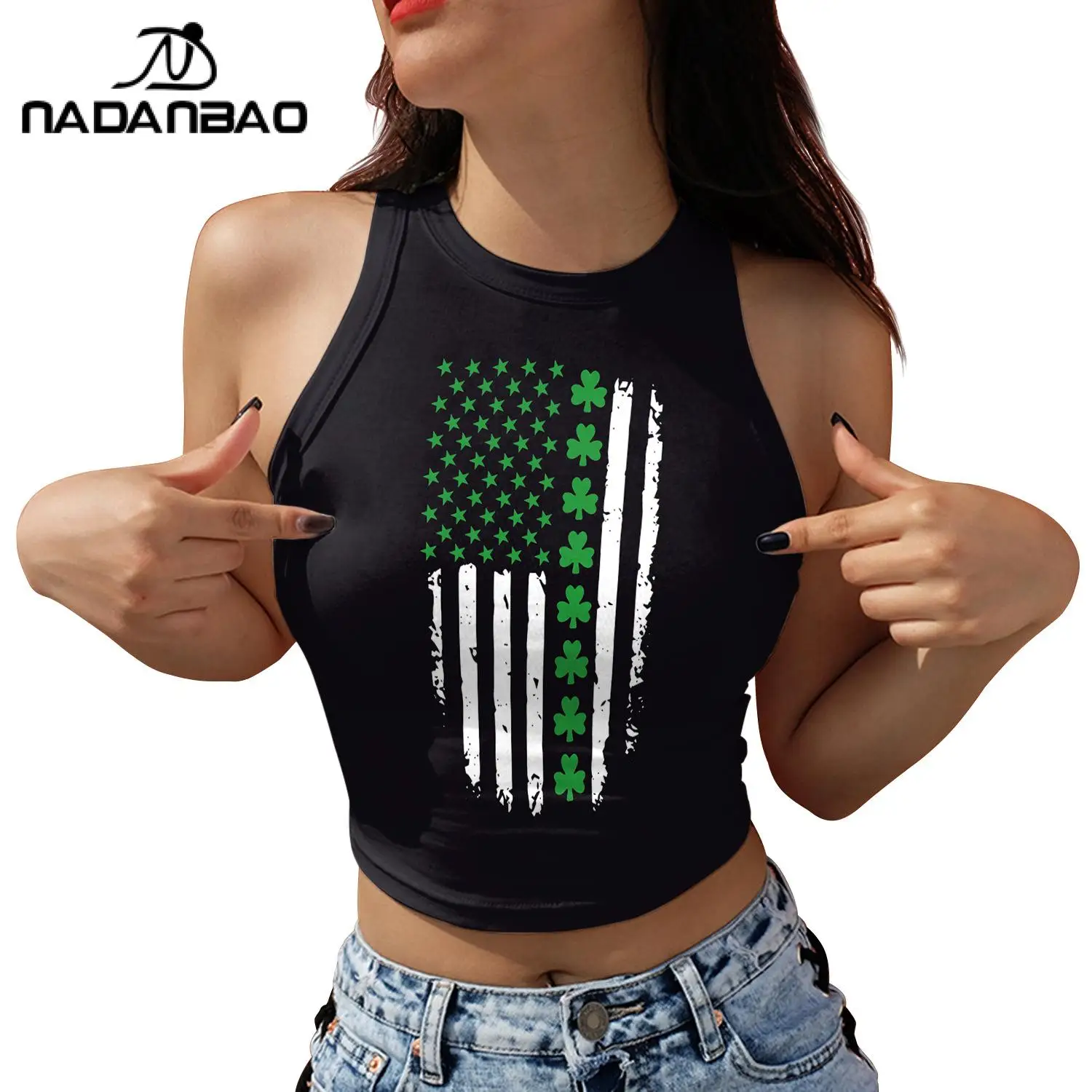 

NADANBAO Irish Festival Tank Top Women St. Patrick's Day Party Tops Female Retro Streetwear SleevelessVest 3D Printing Clothing