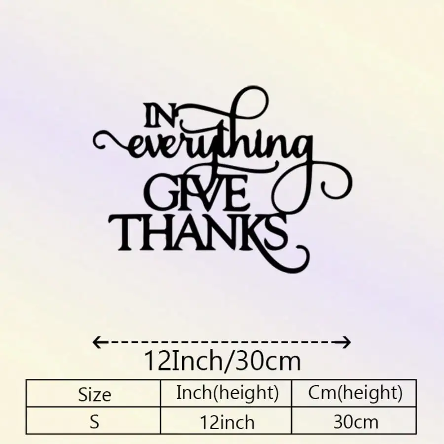 Christian "Be Thankful for Everything" Metal Wall Art, Retro Black White Ironwork - Home Church Gift & Scripture Decor - view 2