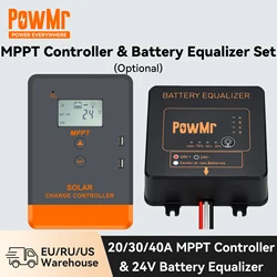 PowMr 40A 30A 20A MPPT Controller Solar Charge Controller 12V 24V Battery Solar Regulator with 24V Battery Equalizer