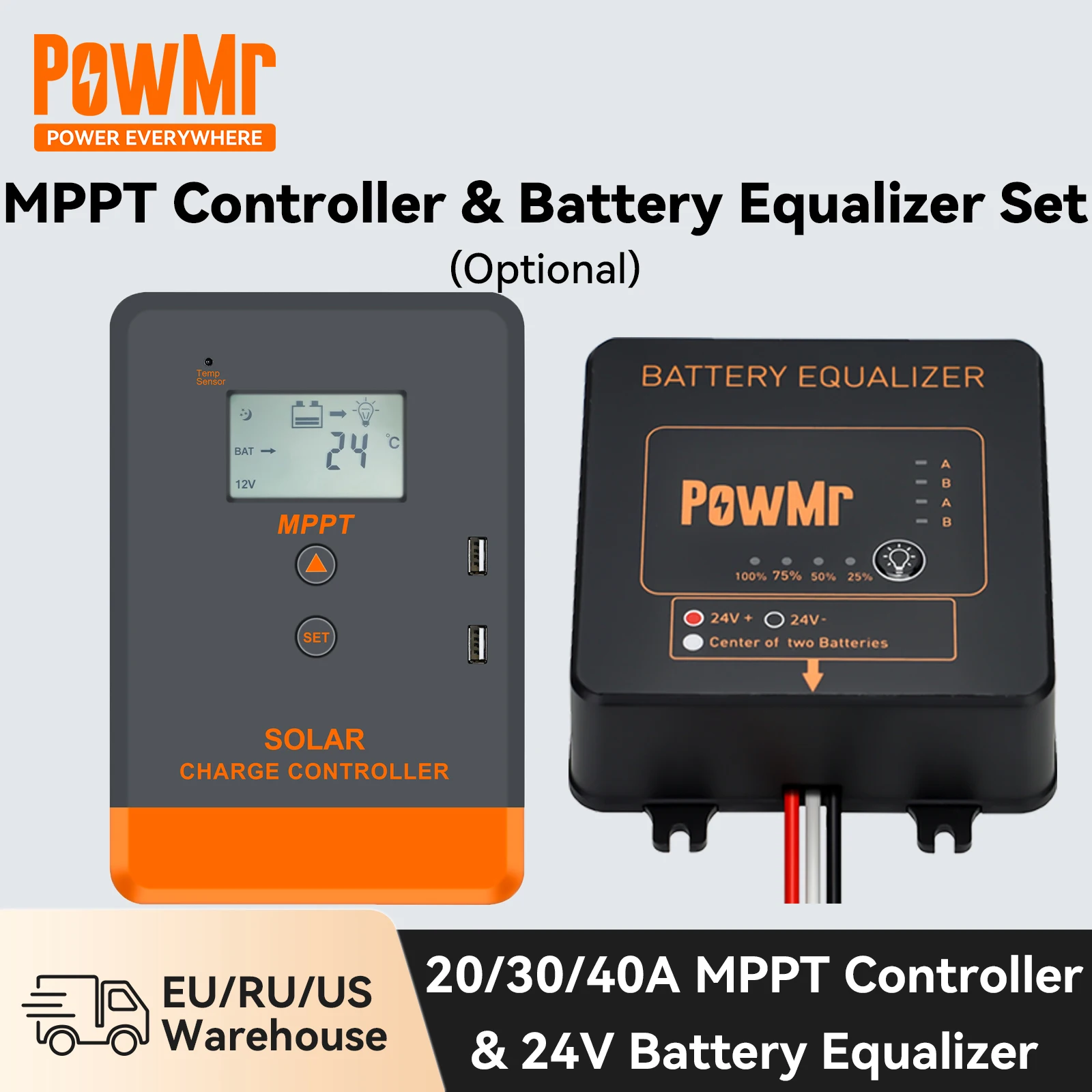 controlador de carga solar powmr mppt regulador de bateria com equalizador de bateria 24v 40a 30a 20a 12v 24v 01